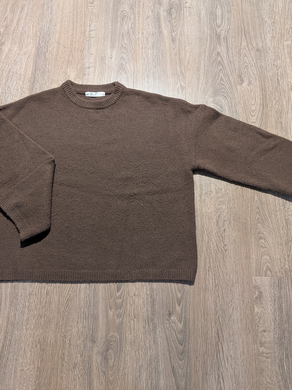Oak + Fort Brown Knit Crewneck Sweater – Cozy Minimalist Fall Essential